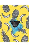 Notebook: : Lined: Notebook Journal, School Notes, Diary, 120 Lined pages, Size 8" x 10" Pineapple and Banana Cover