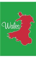 Wales - National Colors 101 - Green Red & White - Lined Notebook with Margins - 6X9: 101 Pages, Medium Ruled, 6 x 9 Journal, Soft Cover