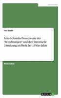 Arno Schmidts Prosatheorie der Berechnungen und ihre literarische Umsetzung im Werk der 1950er Jahre