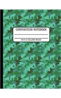 Composition Notebook College Ruled: Green Camo Back to School Quad Writing Book for Students 8.5 x 11 inches