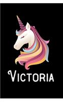 Victoria: Journal (Diary, Notebook) Personalized Custom Name Unicorn Birthday Gift for Girls and Women