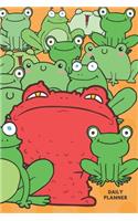 Daily Planner: Frogs And Red Toad Cover 6x9" 120 Pages/120 Days Checklist Planning Undated Organizer & Journal - Book Gifts