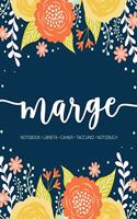 Marge: Notebook - Libreta - Cahier - Taccuino - Notizbuch: 110 pages paginas seiten pagine: Modern Florals First Name Notebook in Orange, Mint & Yellow on 