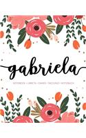 Gabriela: Notebook - Libreta - Cahier - Taccuino - Notizbuch: 110 pages paginas seiten pagine: Modern Florals First Name Notebook in Coral, Pink & Orange on W