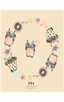 Notebook: Cute owl on yellow cover and Dot Graph Line Sketch pages, Extra large (8.5 x 11) inches, 110 pages, White paper, Sketch, Draw and Paint(3 Cute Owl on Yellow Notebook)