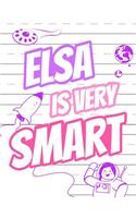 Elsa Is Very Smart: Primary Writing Tablet for Kids Learning to Write, Personalized Book with Child's Name for Girls, 65 Sheets of Practice Paper, 1 Ruling, Preschool, Kindergarten, 1st Grade, 8 1/2 X 11