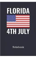 Notebook: Florida USA Blank Writing Journal Patriotic Stars & Stripes Red White & Blue Cover with Wide Ruled Lined Paper Daily Diaries for Journalists & Write