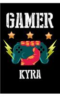 Gamer Kyra: Liniertes Notizbuch für deinen Vornamen