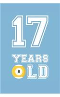 Billiards Notebook - 17 Years Old Billiards Journal - 17th Birthday Gift for Billiards Player - Billiards Diary