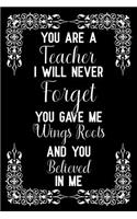 You are a teacher i will never forget you gave me wings roots and you believed in me