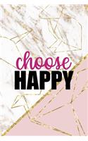 Choose Happy: Origami Notebook Journal Composition Blank Lined Diary Notepad 120 Pages Paperback Pink Marble