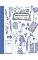 Math notebook: 1/2 inch Square Graph paper pages and White Paper-kids, girls, boys, teens -100 pages large(8.5x11)