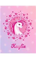 Kaylie: Unicorn Large Blank Primary Handwriting Learn to Write Practice Paper for Girls - Pink Purple Magical Horse Personalized Letter K Initial Custom Fir