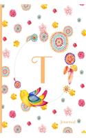 T Journal: Cute Initial Monogram Letter T Journal, Pretty Personalized Diary for Women, Teens and Girls