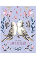 Notebook love in the air: Birds in love on purple cover and Dot Graph Line Sketch pages, Extra large (8.5 x 11) inches, 110 pages, White paper, Sketch, Draw and Paint(4 Birds in Love on Purple Sketchbook)