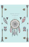 Boho style notebook by magic lover: Dreamcatcher on blue cover and Lined pages, Extra large (8.5 x 11) inches, 110 pages, White paper(3 Dreamcatcher on Blue Notebook)