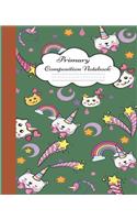 Primary Composition Notebook: Cute Caticorn Primary Composition Notebook for Grades K-2 & K-3 School Exercise Book with Dashed Midline and Picture Space Story Paper Journal Catic