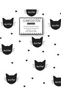 Blank Composition Notebook Unruled: Meow No Lined Writing Paper School Composition book Writing journal for Student, Teacher, Office, Teen