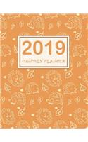 2019 Monthly Planner: 2019-2020 Yearly Planner and 12 Months Calendar Planner with Journal Page Orange Pattern Design