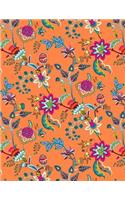 My Big Fat Journal Notebook Chinoiserie Pattern On Orange: 300 Plus Pages, Jumbo Sized Plain, Blank Unlined Journal Notebook For Journaling, Writing, Planning and Doodling In Large 8.5 by 11 Size(43 Jumbo Plain Journal 2)