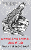 Woodland Animal and Bird - Adult Coloring Book - Deer, Red panda, Squirrel, Lion, and more
