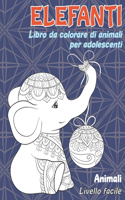 Libro da colorare di animali per adolescenti - Livello facile - Animali - Elefanti