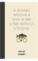 A woman without a man is like a fish without a bicycle.