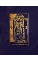 The High Priestess: College Ruled Journal - 8.5 x 11 A4 Notebook - Midnight Marble and Gold Tarot Card - 150 College Ruled Lined Pages