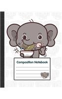 Composition Notebook: Anime Japan Elephant Eat Ramen Notebook Journal 7.5"x 9.25" 108 Pages College Ruled