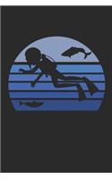 Scuba Diver Logbook Retro Blue Silhouette