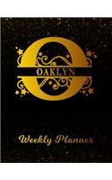 Oaklyn Weekly Planner: 2 Year Personalized Letter O Appointment Book January 2019 - December 2020 Black Gold Cover Writing Notebook & Diary Datebook Calendar Schedule Plan