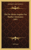 Uber Die Altesten Ausgaben Von Manilius' Astronomica (1893)