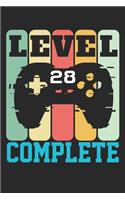 Level 28 complete: funny retro vintage 28th Gamer Birthday Gift notebook / journal gaming lovers gift