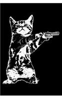 Composition Notebook: Funny Kitty Cat With A Gun Gang Cat Lined Notebook Journal Diary 6x9