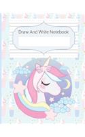 Draw And Write Notebook: Ice Cream & Unicorn Story Paper Notebook For Kids, Black & White Blank Handwriting & Sketch Notebook For Primary, Kindergarten, K-3rd, Story Space &