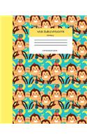 Wide Ruled Monkey Notebook Composition Book: Cute Workbook Journal for Kids. 8" x 10" 120 Pages. Happy Family Cover