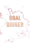 Goal Digger: Inspirational Quote Notebook, Elegant White Marble and Rose Gold - 8 x 10, 120 College Ruled Pages