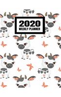 2020 Weekly Planner: January 2020 - December 2020 Calendar Agenda And Daily Schedule For Farmers Farming - Cute Farm Dairy Cow (8.5"x11")