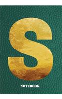 S Notebook: Letter 's' Notebook, Composition, Exercise or Log or Study Book - Green Cover