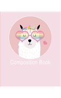 Composition Book: Wide Ruled Line Paper Composition Notebook for College, School, Journaling, or Personal Use. A Back to School Must Have. Cute Llama Cover