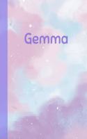 Gemma: Personalized Composition Notebook - College Ruled (Lined) Exercise Book for School Notes, Assignments, Homework, Essay Writing. Pink Blue Purple Cov