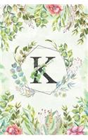 K - Monogrammed Floral Journal