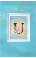 U: Blue and Gold Wisteria Monogram Journal for Women and Girls 120 page Lined Initial Letter Notebook