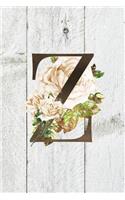 Z: Monogram Initial Z Farmhouse Journal For Women And Girls, Farmhouse Floral Decor, 6 x 9 Journal Notebook Diary For Writing Monogrammed Notebook
