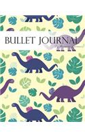 Bullet Journal Notebook, Dotted Grid, Graph Grid-Lined Paper, Large, 8x10, 150 Pages: Cute Purple Dinosaur with Leaves Soft Covers: Master Journaling with Bullet Guide System Professional Journal