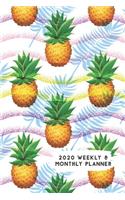 2020 Weekly & Monthly Planner: Pineapple Palm Leaves Pink Purple Stripes Themed Calendar & Journal