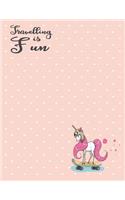 Travelling is fun: Unicorn love skateboard on pink cover and Dot Graph Line Sketch pages, Extra large (8.5 x 11) inches, 110 pages, White paper, Sketch, Draw and Paint