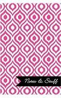 Notes & Stuff - Fuchsia Lined Notebook in Ikat Pattern: Soft Cover, 6 x 9 Journal, 190 Pages
