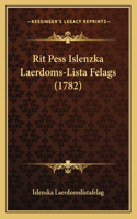 Rit Pess Islenzka Laerdoms-Lista Felags (1782)