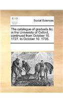 The Catalogue of Graduats &c. in the University of Oxford, Continued from October 10. 1727. to October 10. 1735.: (English)